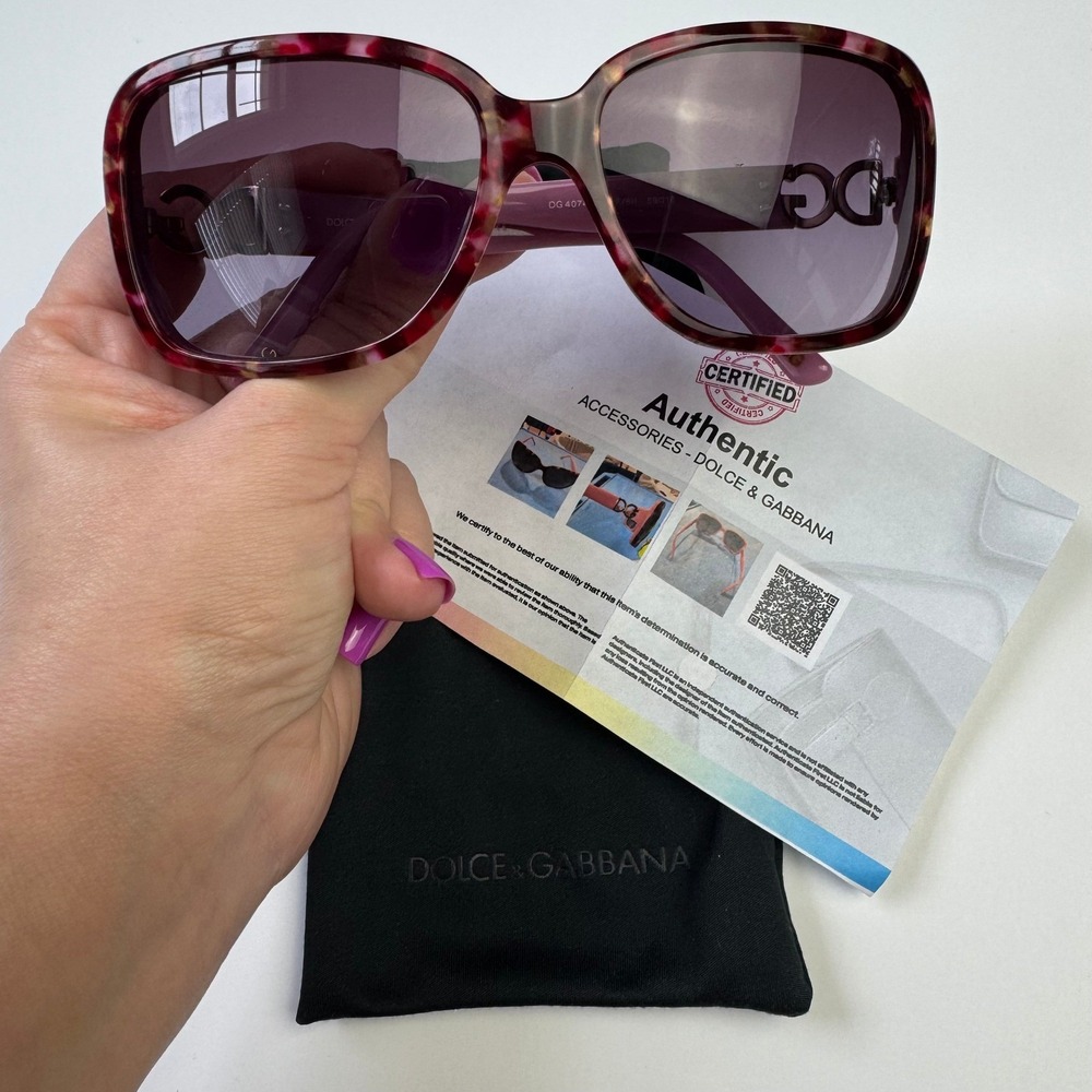 Dolce & Gabbana DG4074 Pink Tortoise Oversized Gradient Sunglasses Y2K DG Logo